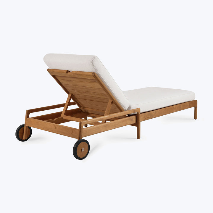 Teak Jack Outdoor Adjustable Lounger Off White / Standard Cushion