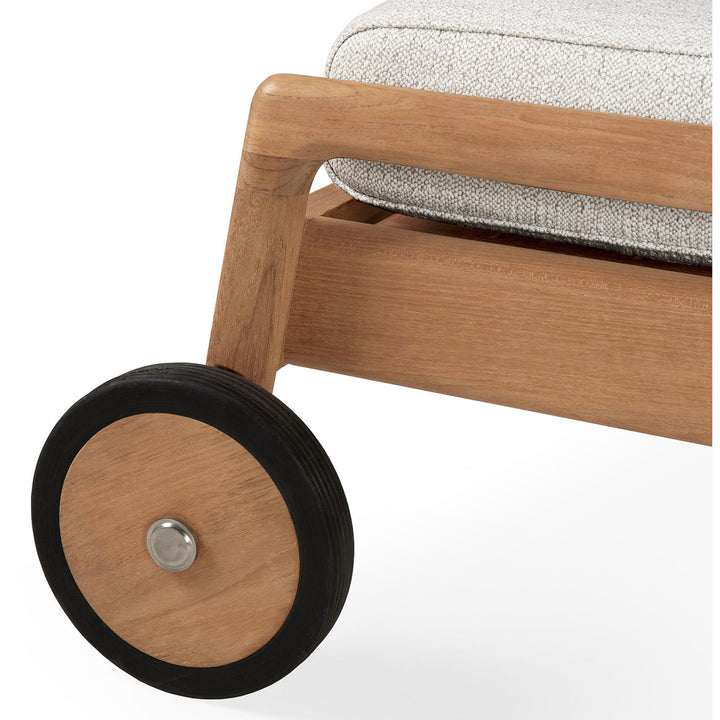 Teak Jack Outdoor Adjustable Lounger Off White / Standard Cushion