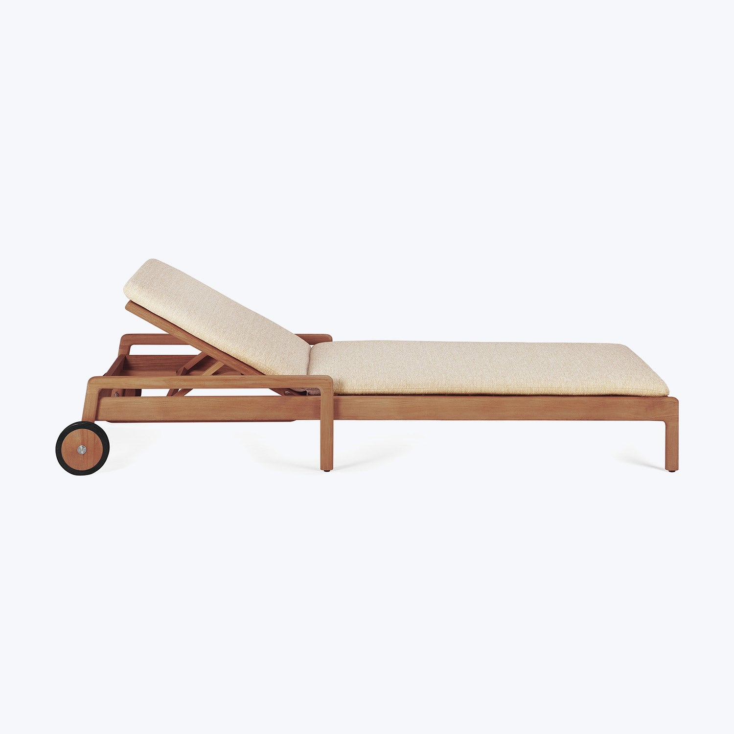 Teak Jack Outdoor Adjustable Lounger Natural / Thin Cushion