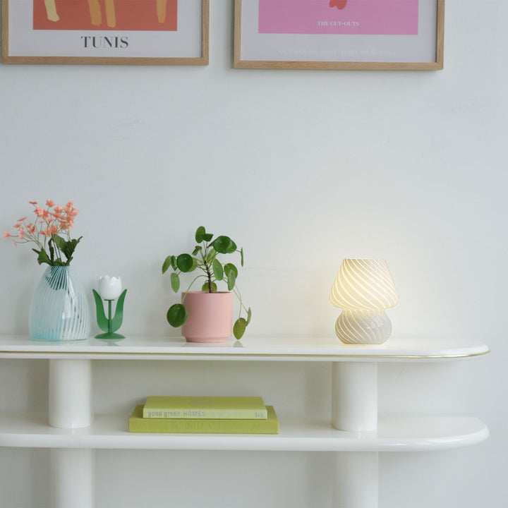 Mini Mushroom Lamp-White Stripe