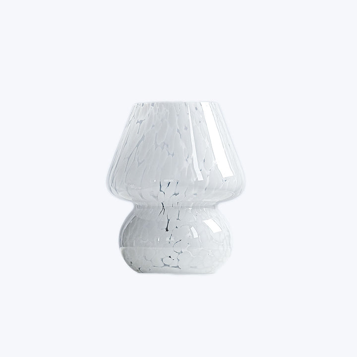 Unique hourglass-shaped vase with textured pattern and glossy finish.