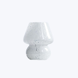 Unique hourglass-shaped vase with textured pattern and glossy finish.