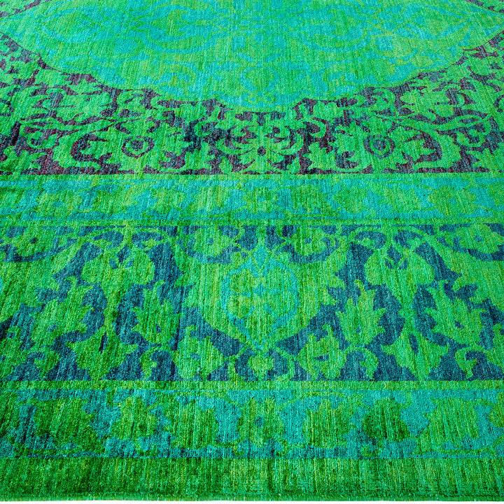 Color Reform, One-of-a-Kind Hand-Knotted Area Rug - Green, 9' 1" x 11' 4" Default Title