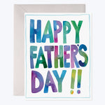 Colorful watercolor effect greeting card for Father's Day celebration.