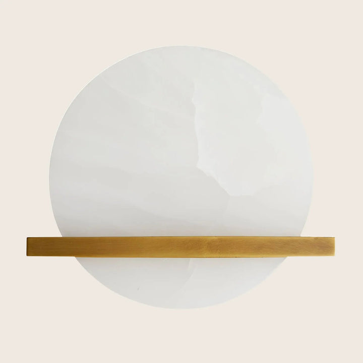 Abstract minimalistic design with a gradient circle and gold bar