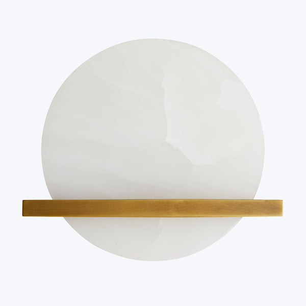 Abstract minimalistic design with a gradient circle and gold bar