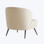 Modern armchair with curved backrest and plush cushion in beige.