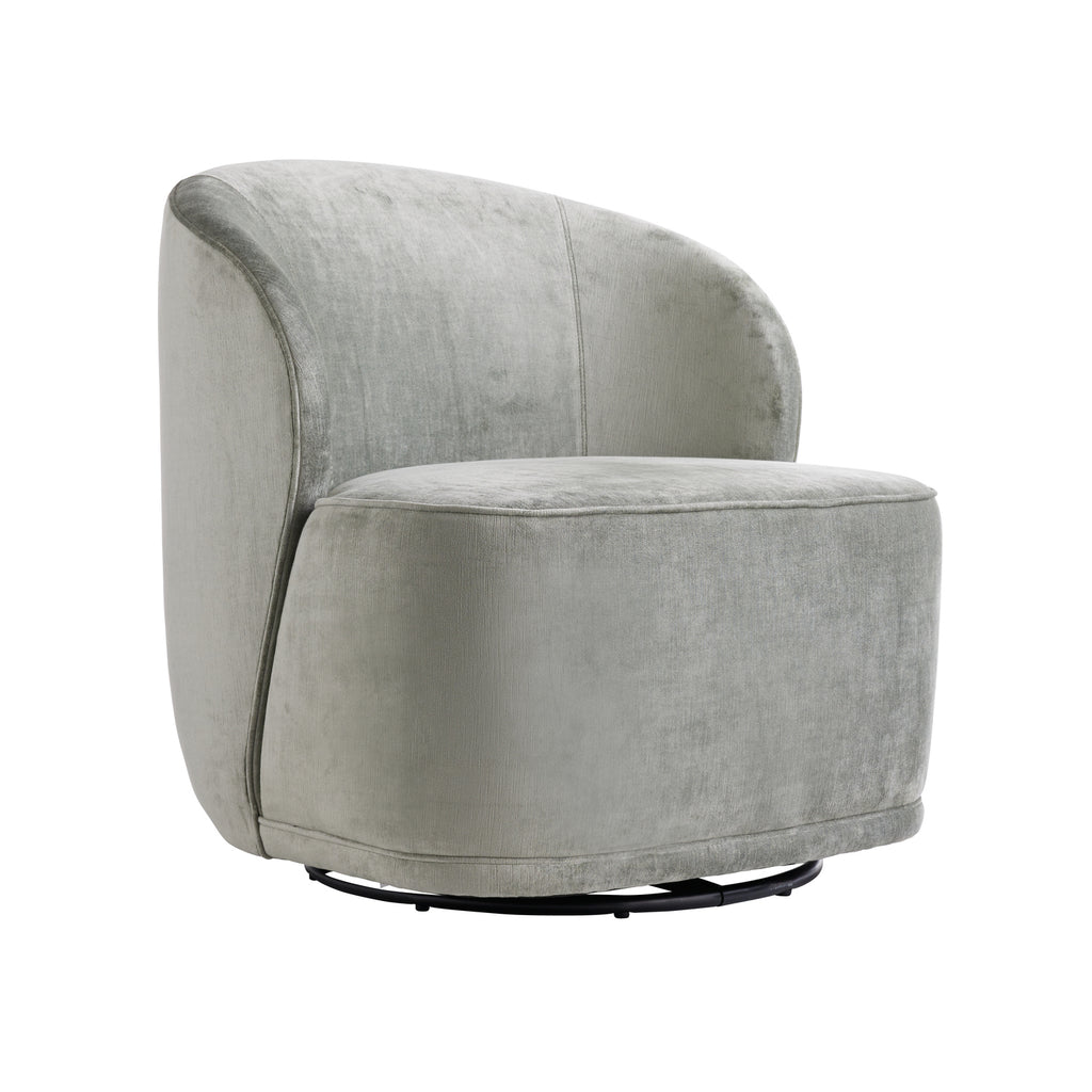 Modern swivel chair with plush curved design and elegant upholstery.