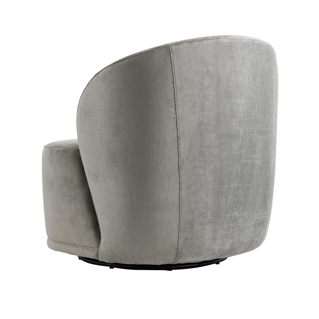 Contemporary armchair with high backrest and plush velvet upholstery.