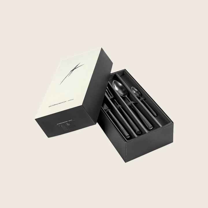 Modern and elegant cutlery set in sophisticated black box display