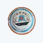 Colorful ceramic plate from Ristorante 'Il Burchiello' in Venice, Italy.