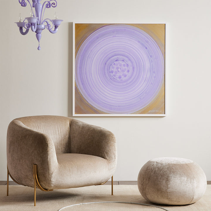 Stylish interior scene with a modern lounge chair and abstract art