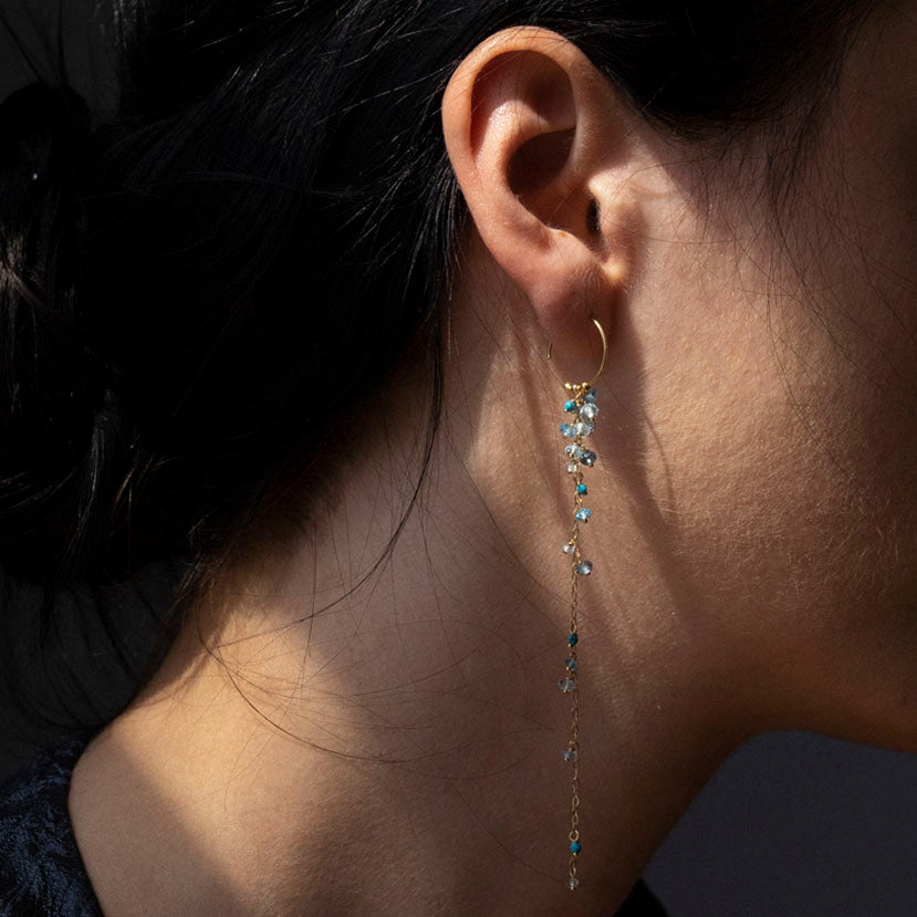 London Blue Topaz and Turquoise Hoops