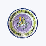 Decorative ceramic plate with fish and lemon slice design, Venice.