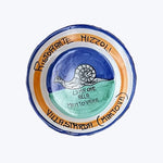Hand-painted decorative plate with snail illustration for Ristorante Mizzoli.