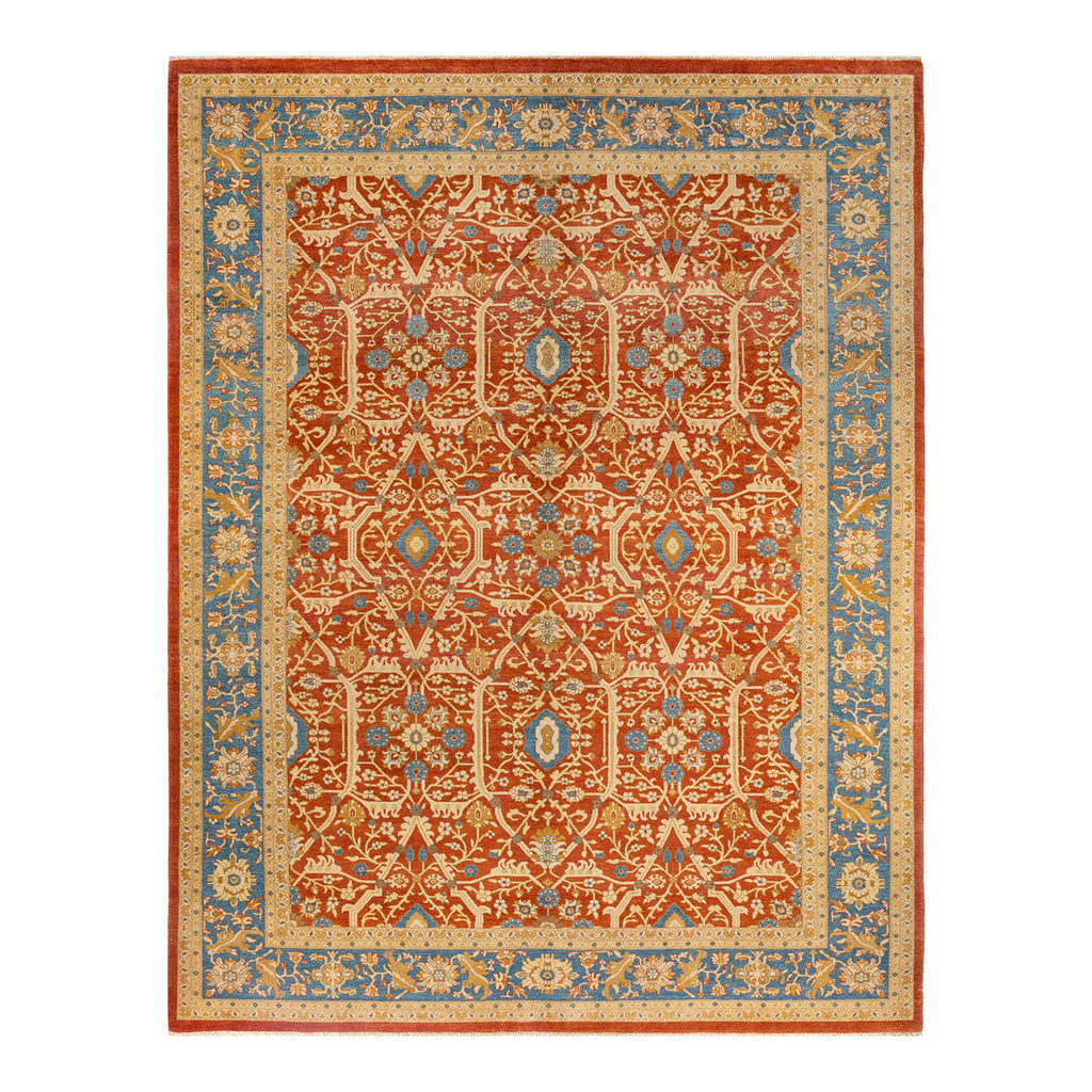 Eclectic, One-of-a-Kind Handmade Area Rug - Orange, 10' 2" x 13' 1"