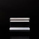 Sleek, minimalist acrylic box on black background with subtle reflection.