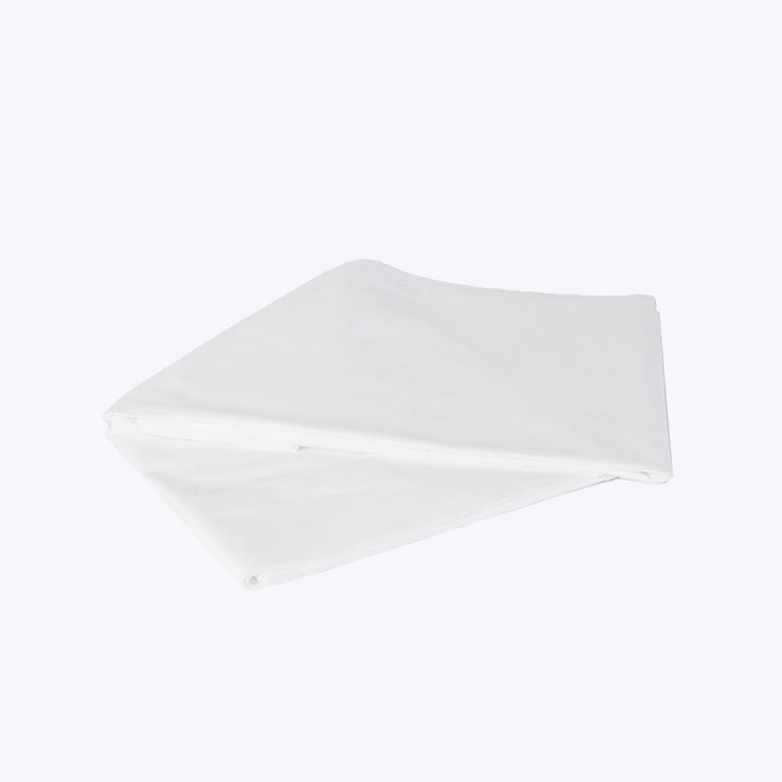 Layla Percale Sheets, White-Flat Sheet-Queen